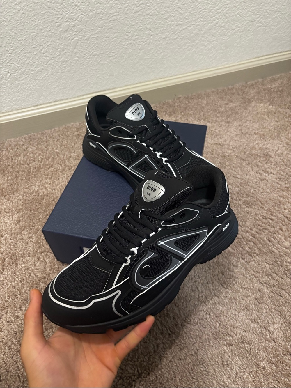 Dior Black and White Mesh & Leather Sneakers